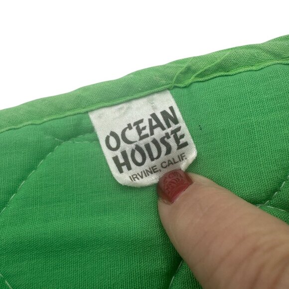 Ocean House Quilted Oval Table Mats Green Cotton Set Of 4 - Picture 4 of 4